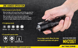 Nitecore MH20GT CREE LED 1000 Lumen 395 yards beam USB Rechargeable Flashlight, Nitecore NL189 18650 3400mAh rechargeable Li-ion battery, USB cable, Holster 2 X EdisonBright Cr123A batteries bundle