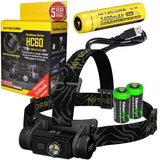 EdisonBright HC60-EBR2CR123 Nitecore HC60 1000 Lumens CREE XM-L2 U2 LED headlamp bundled with NL189 USB rechargeable Li-ion battery & Two CR123A Batteries