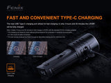 Fenix LR35R 10,000 lumen LED rechargeable tactical flashlight with 2 X Fenix Li-ion rechargeable batteries and EdisonBright battery carrying case bundle