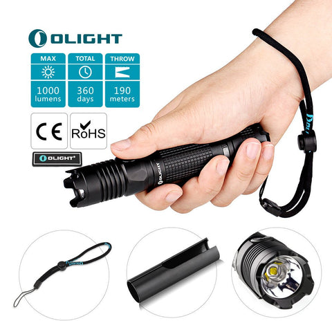 OLIGHT M1X 1000 Lumens Cree XM-L2 LED Flashlight Double Switch Tail Switch 18650 Battery Flashlight