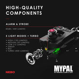 NEBO MyPal Personal Alarm Flashlight: 400 Lumen Key Ring Flash Light and 83dB Emergency Alarm; 6 Unique Light Modes Including Alarm and Strobe Mode; Rechargeable; Water and Impact Resistant – 6891