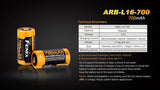Fenix ARB-L16-700 Rechargeable Li-ion 700mAh 16340/RCR123A Battery