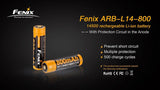 Fenix ARB-L14-800 Li-ion Micro USB rechargeable 800mAh high capacity 3.6 volt 14500 AA alternative battery