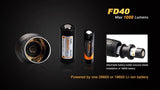Fenix FD40 CREE LED 1000 lumens variable focus flashlight multi batteries type compatible