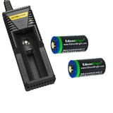 2 Pack EBR65 EdisonBright RCR123A rechargeable protected li-ion type 16340 650mAh batteries with Nitecore i1 battery charger