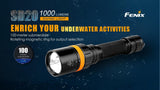 Fenix SD20 1000 Lumen CREE LED 100 meter submersible Diving Flashlig