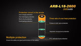 Fenix ARB-L18-2600 Li-ion  Rechargeable 2600mAh 3.6v 18650 Protected Battery