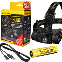 Nitecore HC60 1000 Lumens LED USB rechargeable Headlamp w/18650 3400mAh battery