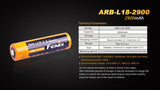 New Sealed Fenix ARB-L18-2900 Li-ion type 18650 protected rechargeable 2900mAh battery