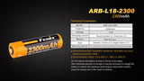 Fenix ARB-L18-2300 Li-ion type 18650 3.6v 2300mAh protected rechargeable battery