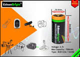 Brand New EdisonBright EBR70 700mAh Li-ion rechargeable RCR123A (16340)