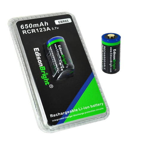 2 Pack EdisonBright 16340 RCR123A rechargeable Li-ion batteries EBR65