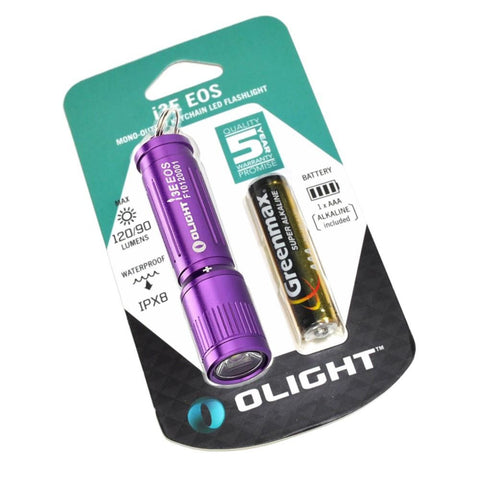 Olight i3E Purple body color 90 Lumen compact LED flashlight for keychain AAA i3s Phillps