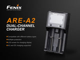 Fenix are-A2 Home/in-car Battery Charger for 21700/18650/16340 with EdisonBright BBX5 Battery Carry case Bundle