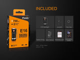 Fenix E16 700 Lumen CREE neutral white LED EDC/keychain Flashlight EdisonBright CR123A Lithium Battery bundle