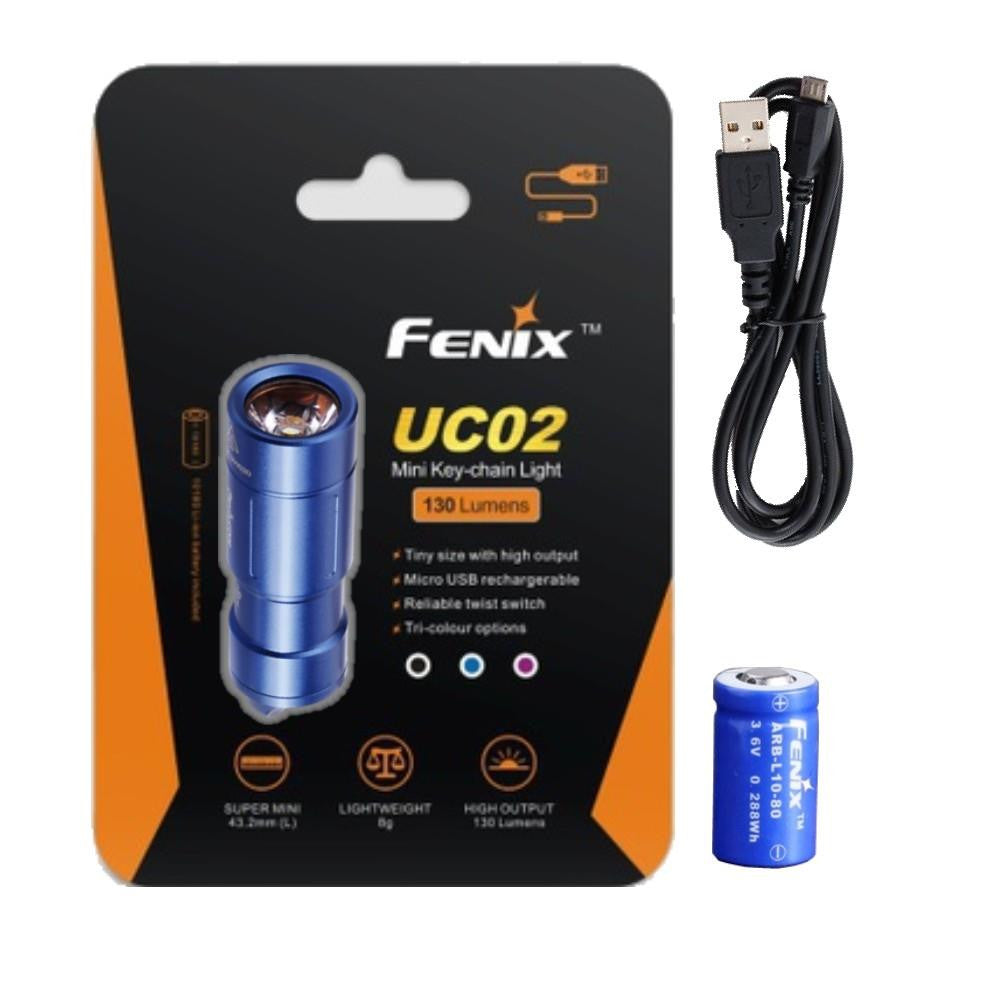 FENIX UC02 USB Rechargeable 130 Lumen Cree LED keychain Flashlight (BLUE) EDC