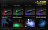 Nitecore SRT7GT 1000 Lumen CREE LED White Red Green Blue, UV Flashlight