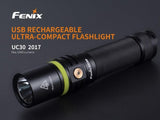 Fenix UC30 2017 1000 Lumen CREE LED USB rechargeable Flashlight with 3 color bands