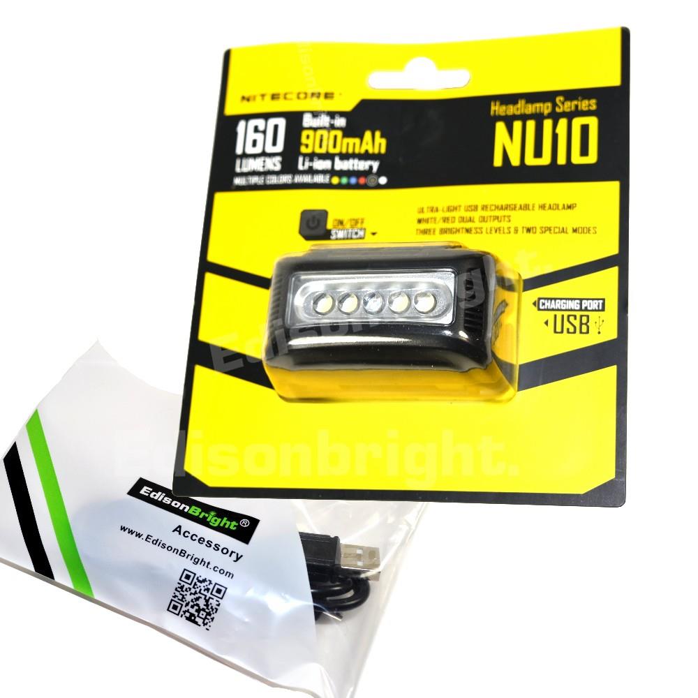 New Nitecore NU10 160 Lumens CREE LED USB rechargeable Work Headlamp w/USB cable included