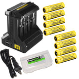 Nitecore Intellicharge i8 eight Bays universal battery charger, eight Nitecore 18650 NL189 Li-ion 3400mAh rechargeable batteries with 2 X EdisonBright BBX3 battery carry cases bundle